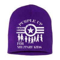 Cool Distressed Wear Purple Military Children Short Acrylic Beanie