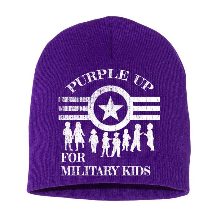 Cool Distressed Wear Purple Military Children Short Acrylic Beanie