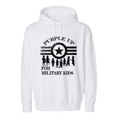 Cool Distressed Wear Purple Military Children Garment-Dyed Fleece Hoodie