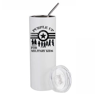 Cool Distressed Wear Purple Military Children Stainless Steel Tumbler