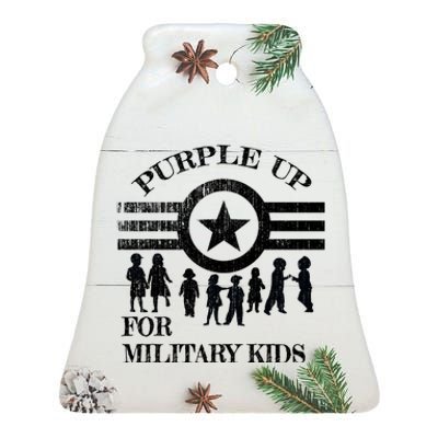 Cool Distressed Wear Purple Military Children Ceramic Bell Ornament