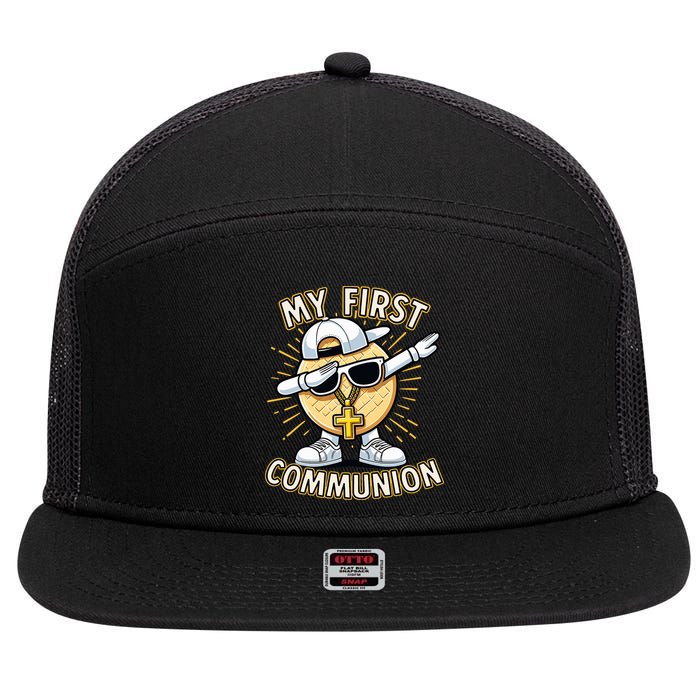 Communion Dabbing Wafer Funny 1st Communion 7 Panel Mesh Trucker Snapback Hat
