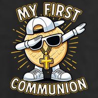 Communion Dabbing Wafer Funny 1st Communion 7 Panel Mesh Trucker Snapback Hat
