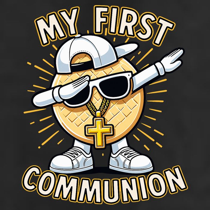 Communion Dabbing Wafer Funny 1st Communion 7 Panel Mesh Trucker Snapback Hat