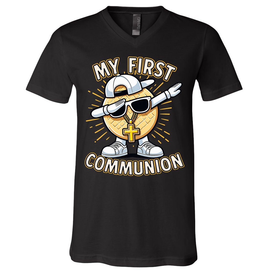 Communion Dabbing Wafer Funny 1st Communion V-Neck T-Shirt