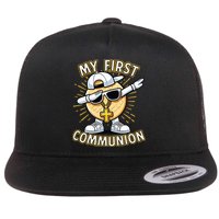 Communion Dabbing Wafer Funny 1st Communion Flat Bill Trucker Hat