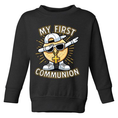 Communion Dabbing Wafer Funny 1st Communion Toddler Sweatshirt