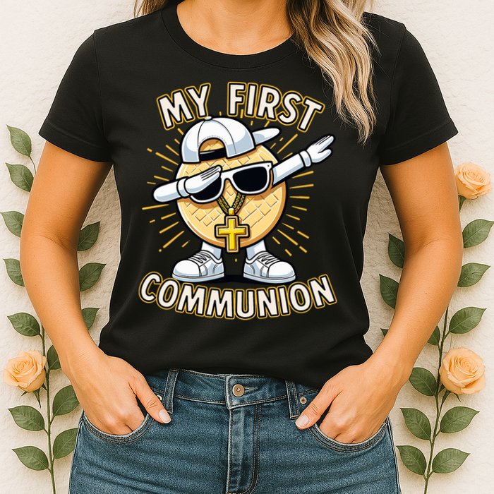 Communion Dabbing Wafer Funny 1st Communion Womens T-Shirt