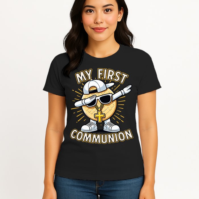 Communion Dabbing Wafer Funny 1st Communion Womens T-Shirt