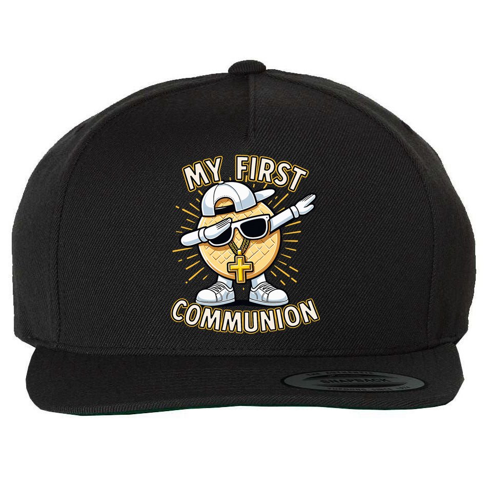 Communion Dabbing Wafer Funny 1st Communion Wool Snapback Cap