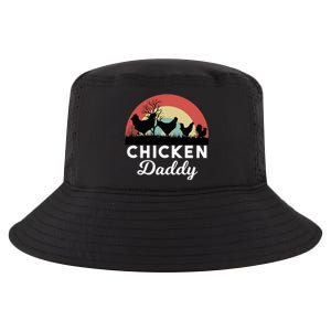 Chicken Daddy With Retro Sunset, Funny Chicken Lover, Farmer Cool Comfort Performance Bucket Hat