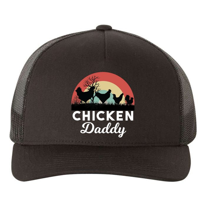 Chicken Daddy With Retro Sunset, Funny Chicken Lover, Farmer Yupoong Adult 5-Panel Trucker Hat