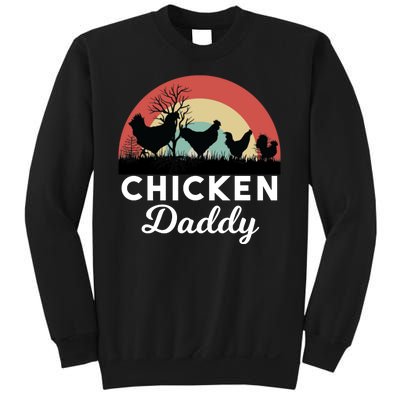 Chicken Daddy With Retro Sunset, Funny Chicken Lover, Farmer Sweatshirt