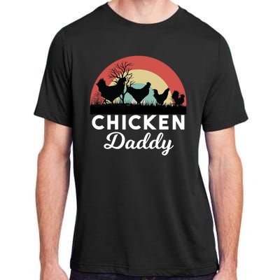 Chicken Daddy With Retro Sunset, Funny Chicken Lover, Farmer Adult ChromaSoft Performance T-Shirt