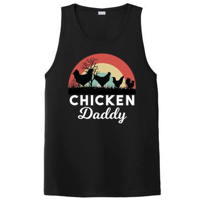 Chicken Daddy With Retro Sunset, Funny Chicken Lover, Farmer PosiCharge Competitor Tank