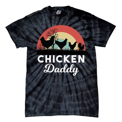 Chicken Daddy With Retro Sunset, Funny Chicken Lover, Farmer Tie-Dye T-Shirt