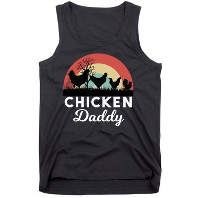 Chicken Daddy With Retro Sunset, Funny Chicken Lover, Farmer Tank Top