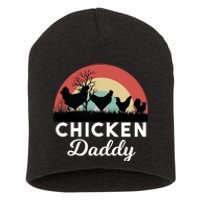 Chicken Daddy With Retro Sunset, Funny Chicken Lover, Farmer Short Acrylic Beanie