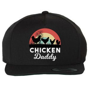 Chicken Daddy With Retro Sunset, Funny Chicken Lover, Farmer Wool Snapback Cap