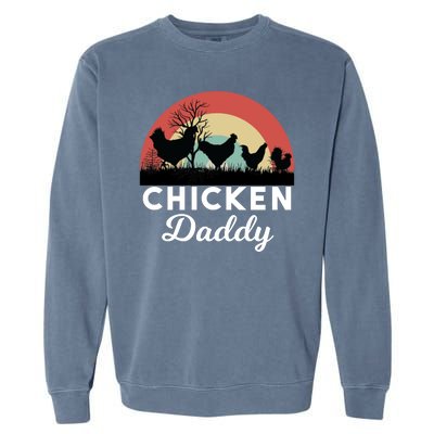 Chicken Daddy With Retro Sunset, Funny Chicken Lover, Farmer Garment-Dyed Sweatshirt