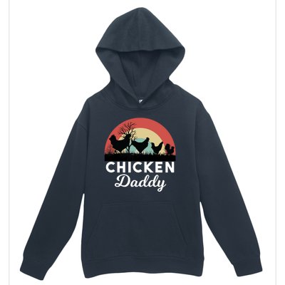 Chicken Daddy With Retro Sunset, Funny Chicken Lover, Farmer Urban Pullover Hoodie