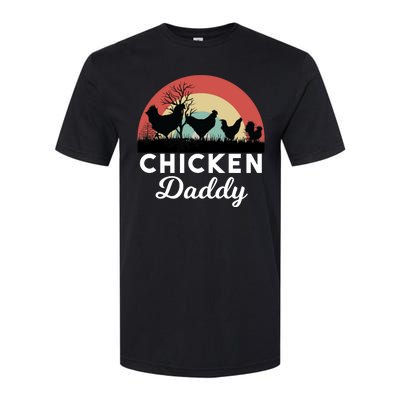 Chicken Daddy With Retro Sunset, Funny Chicken Lover, Farmer Softstyle CVC T-Shirt