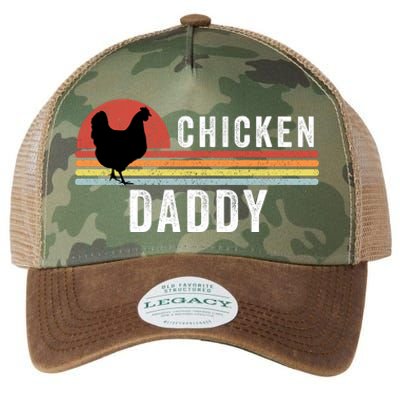 Chicken Daddy With Retro Sunset, Farmer, Funny Chicken Lover Legacy Tie Dye Trucker Hat