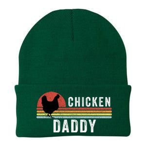 Chicken Daddy With Retro Sunset, Farmer, Funny Chicken Lover Knit Cap Winter Beanie