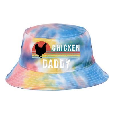 Chicken Daddy With Retro Sunset, Farmer, Funny Chicken Lover Tie Dye Newport Bucket Hat