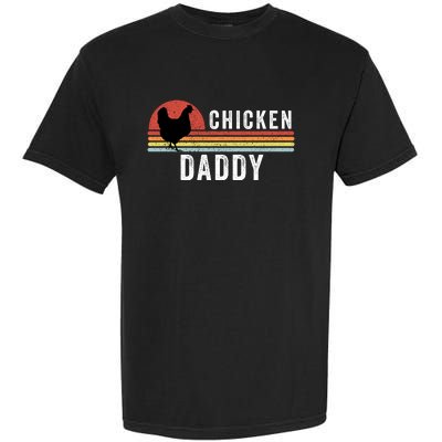 Chicken Daddy With Retro Sunset, Farmer, Funny Chicken Lover Garment-Dyed Heavyweight T-Shirt