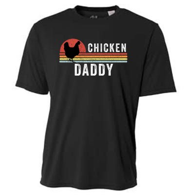 Chicken Daddy With Retro Sunset, Farmer, Funny Chicken Lover Cooling Performance Crew T-Shirt