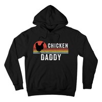 Chicken Daddy With Retro Sunset, Farmer, Funny Chicken Lover Hoodie