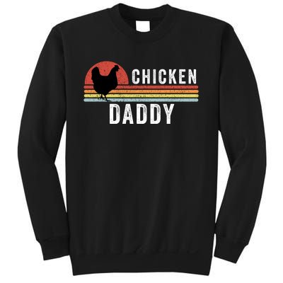 Chicken Daddy With Retro Sunset, Farmer, Funny Chicken Lover Sweatshirt