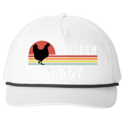 Chicken Daddy With Retro Sunset, Farmer, Funny Chicken Lover Snapback Five-Panel Rope Hat