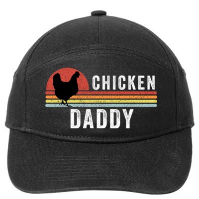 Chicken Daddy With Retro Sunset, Farmer, Funny Chicken Lover 7-Panel Snapback Hat