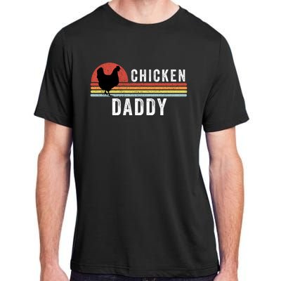 Chicken Daddy With Retro Sunset, Farmer, Funny Chicken Lover Adult ChromaSoft Performance T-Shirt