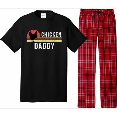 Chicken Daddy With Retro Sunset, Farmer, Funny Chicken Lover Pajama Set