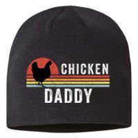 Chicken Daddy With Retro Sunset, Farmer, Funny Chicken Lover Sustainable Beanie