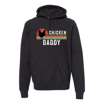 Chicken Daddy With Retro Sunset, Farmer, Funny Chicken Lover Premium Hoodie