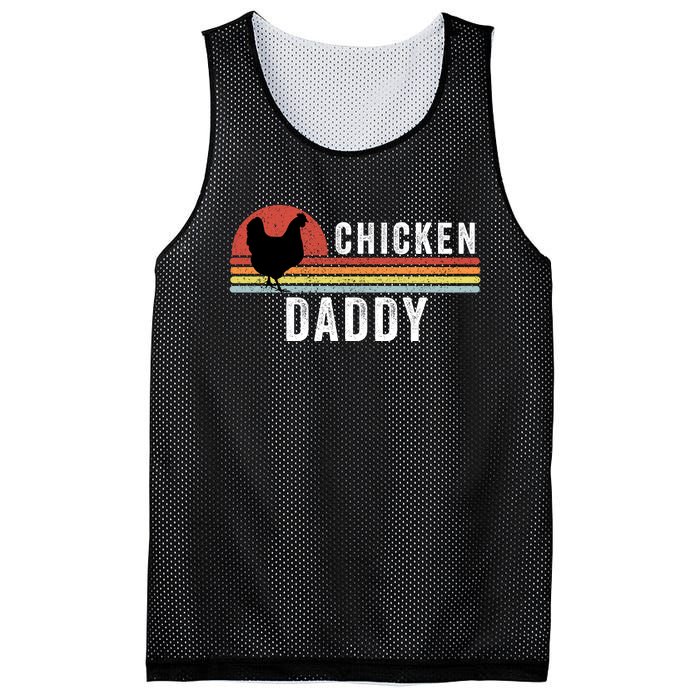 Chicken Daddy With Retro Sunset, Farmer, Funny Chicken Lover Mesh Reversible Basketball Jersey Tank