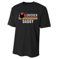 Chicken Daddy With Retro Sunset, Farmer, Funny Chicken Lover Performance Sprint T-Shirt