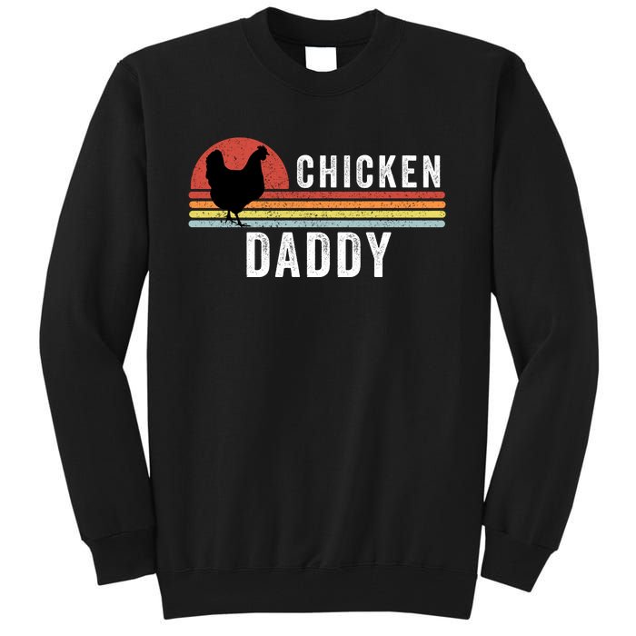 Chicken Daddy With Retro Sunset, Farmer, Funny Chicken Lover Tall Sweatshirt