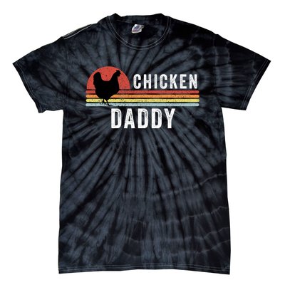 Chicken Daddy With Retro Sunset, Farmer, Funny Chicken Lover Tie-Dye T-Shirt