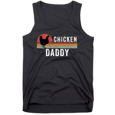 Chicken Daddy With Retro Sunset, Farmer, Funny Chicken Lover Tank Top