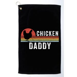 Chicken Daddy With Retro Sunset, Farmer, Funny Chicken Lover Platinum Collection Golf Towel