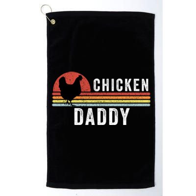 Chicken Daddy With Retro Sunset, Farmer, Funny Chicken Lover Platinum Collection Golf Towel