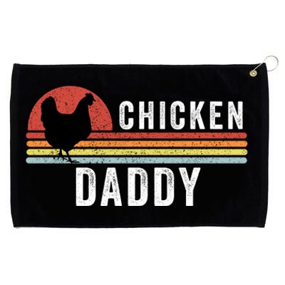 Chicken Daddy With Retro Sunset, Farmer, Funny Chicken Lover Grommeted Golf Towel