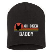 Chicken Daddy With Retro Sunset, Farmer, Funny Chicken Lover Short Acrylic Beanie