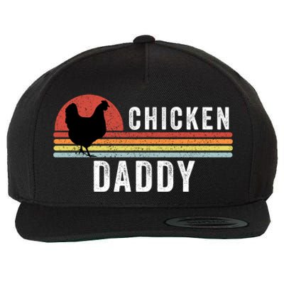 Chicken Daddy With Retro Sunset, Farmer, Funny Chicken Lover Wool Snapback Cap