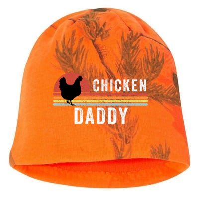 Chicken Daddy With Retro Sunset, Farmer, Funny Chicken Lover Kati - Camo Knit Beanie